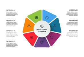 Creative concept for infographic with 7 options, parts or processes. Business data visualization. vector