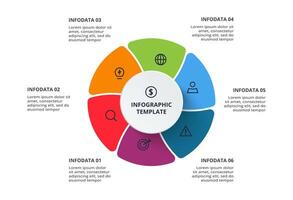 Circle infographics with 6 steps, parts or processes. Business data visualization. vector