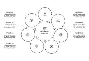 Elements with 7 options doodle infographic. template for presentation vector