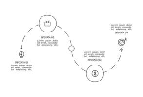 Elements with 4 options doodle infographic . business template for presentation vector