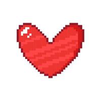 Pixel heart with highlights on a white background. Hand drawn illustration. vector