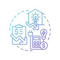 Lower energy bill blue gradient concept icon. Taxes, calculation. Finance, electricity. Round shape line illustration. Abstract idea. Graphic design. Easy to use in infographic, presentation vector
