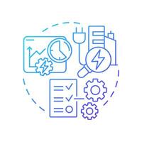Rule based EMS blue gradient concept icon. Energy management, system regulation. Compliance, policy. Round shape line illustration. Abstract idea. Graphic design. Easy to use in infographic vector
