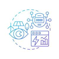 Energy review blue gradient concept icon. Power consumption tracking, monitoring. Meter, statistics. Round shape line illustration. Abstract idea. Graphic design. Easy to use in infographic vector