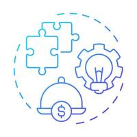 Puzzles dishes blue gradient concept icon. High profit with low popularity. Menu engineering matrix. Round shape line illustration. Abstract idea. Graphic design. Easy to use in presentation vector