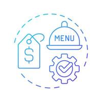 Menu psychology blue gradient concept icon. Strategy of dishes selling. Restaurant business management. Round shape line illustration. Abstract idea. Graphic design. Easy to use in presentation vector