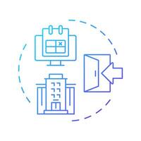 Office visitor check in and scheduling blue gradient concept icon. Access software, technology. Round shape line illustration. Abstract idea. Graphic design. Easy to use in infographic vector