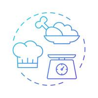 Portion control blue gradient concept icon. Dished cooking strategy. Restaurant business. Round shape line illustration. Abstract idea. Graphic design. Easy to use in promotional material vector