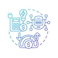 Price reactive system blue gradient concept icon. Consumption meter, bill calculation. Round shape line illustration. Abstract idea. Graphic design. Easy to use in infographic, presentation vector