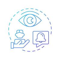 Social monitoring blue gradient concept icon. Tracking system, notification. Marketing research. Round shape line illustration. Abstract idea. Graphic design. Easy to use in infographic vector