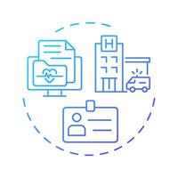 Hospital visitors logging blue gradient concept icon. Security measures, safety. Access control. Round shape line illustration. Abstract idea. Graphic design. Easy to use in infographic vector