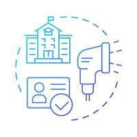 School visitor sign in systems blue gradient concept icon. Access control, management. Round shape line illustration. Abstract idea. Graphic design. Easy to use in infographic, presentation vector