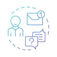 Receiving employee notification blue gradient concept icon. Alert message, communication. Round shape line illustration. Abstract idea. Graphic design. Easy to use in infographic, presentation vector