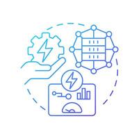 Centralized optimization EMS blue gradient concept icon. Consumption control, energy generation. Round shape line illustration. Abstract idea. Graphic design. Easy to use in infographic vector
