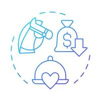 Plow horses blue gradient concept icon. Low profitability high popularity. Menu engineering matrix. Round shape line illustration. Abstract idea. Graphic design. Easy to use in promotional material vector