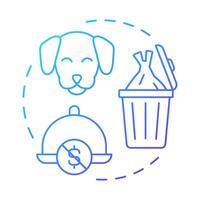 Dogs dishes blue gradient concept icon. Low profitability and popularity. Menu engineering matrix. Round shape line illustration. Abstract idea. Graphic design. Easy to use in promotional material vector
