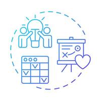 Create action plans blue gradient concept icon. Team work, brainstorm. Business strategy. Round shape line illustration. Abstract idea. Graphic design. Easy to use in infographic, presentation vector
