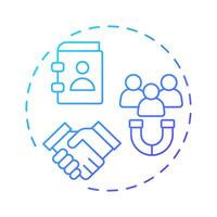 Generate leads blue gradient concept icon. Marketing strategy, planning. Customer service. Round shape line illustration. Abstract idea. Graphic design. Easy to use in infographic, presentation vector