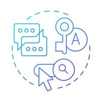 Keywords and topics blue gradient concept icon. Social media. Communication, conversation. Round shape line illustration. Abstract idea. Graphic design. Easy to use in infographic, presentation vector