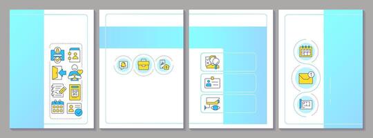 Visitor management brochure template. Workplace safety, personal information. Leaflet design with linear icons. Editable 4 layouts vector