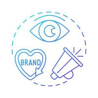 Brand recognition blue gradient concept icon. Advertising, promoting. Marketing strategy. Round shape line illustration. Abstract idea. Graphic design. Easy to use in infographic, presentation vector