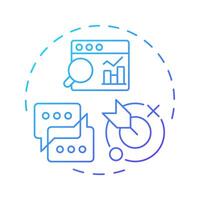 Topics analysis blue gradient concept icon. Online communication, statistics. Target audience. Round shape line illustration. Abstract idea. Graphic design. Easy to use in infographic, presentation vector