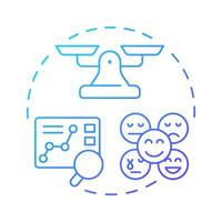 Emotion analysis blue gradient concept icon. Statistical metrics, analytics. Marketing, research. Round shape line illustration. Abstract idea. Graphic design. Easy to use in infographic vector