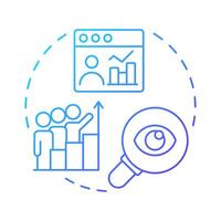 Social listening monitoring and analysis blue gradient concept icon. Marketing metrics, statistics. Round shape line illustration. Abstract idea. Graphic design. Easy to use in infographic vector