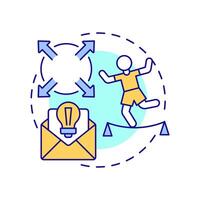 Envelope push multi color concept icon. Workflow process organization, management. Round shape line illustration. Abstract idea. Graphic design. Easy to use in infographic, presentation vector