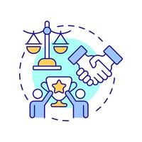 Win-win situation multi color concept icon. Success, achievement. Collaboration, teamwork. Round shape line illustration. Abstract idea. Graphic design. Easy to use in infographic, presentation vector