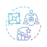 Team building blue gradient concept icon. Fostering strong work relationships. Line manager responsibility. Round shape line illustration. Abstract idea. Graphic design. Easy to use in booklet vector