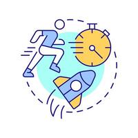 Hit ground running multi color concept icon. Time management, workflow organization. Round shape line illustration. Abstract idea. Graphic design. Easy to use in infographic, presentation vector