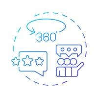 360 degree feedback blue gradient concept icon. Employee work evaluation. Performance management tool. Round shape line illustration. Abstract idea. Graphic design. Easy to use in presentation vector