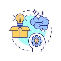 Think outside the box multi color concept icon. Innovative ideas, brainstorm. Creativity, inspiration. Round shape line illustration. Abstract idea. Graphic design. Easy to use in infographic vector