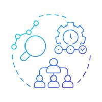Middle managers blue gradient concept icon. Bridge between top and frontline in organization. Corporate role. Round shape line illustration. Abstract idea. Graphic design. Easy to use in booklet vector