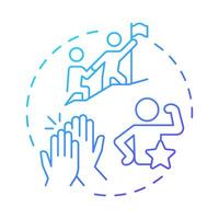 Motivational skills blue gradient concept icon. Encourage and energize team members. Line manager job. Round shape line illustration. Abstract idea. Graphic design. Easy to use in presentation vector