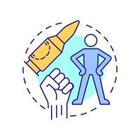 Bite the bullet multi color concept icon. Task management, decision making. Will power. Round shape line illustration. Abstract idea. Graphic design. Easy to use in infographic, presentation vector