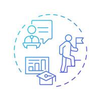Coach and support employees blue gradient concept icon. Helping team succeed. Line manager responsibilities. Round shape line illustration. Abstract idea. Graphic design. Easy to use in booklet vector