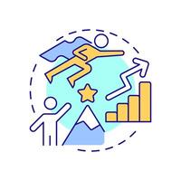 Raise the bar multi color concept icon. High standards, challenge. Success, goal. Round shape line illustration. Abstract idea. Graphic design. Easy to use in infographic, presentation vector