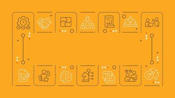 First line managers orange word concept. Foremen and section chiefs job. Bottom level supervision. Horizontal image. Headline text surrounded by editable outline icons vector