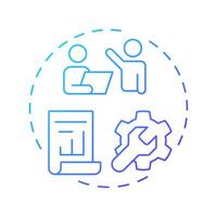 First line managers blue gradient concept icon. Bottom positions in corporate supervision. Business career. Round shape line illustration. Abstract idea. Graphic design. Easy to use in presentation vector