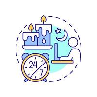 Burn the midnight oil multi color concept icon. Work overtime, overwork. Workflow management. Round shape line illustration. Abstract idea. Graphic design. Easy to use in infographic, presentation vector