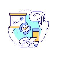 Back to drawing board multi color concept icon. Strategy organization, planning. Round shape line illustration. Abstract idea. Graphic design. Easy to use in infographic, presentation vector
