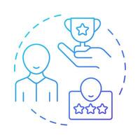 Rewarding blue gradient concept icon. Compensating employees for contributions. Performance management system. Round shape line illustration. Abstract idea. Graphic design. Easy to use in booklet vector