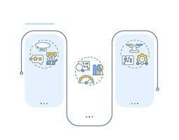Performance management tools rectangle infographic . Business workflows regulation. Data visualization with 3 steps. Editable rectangular options chart vector