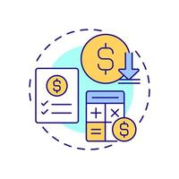 Bottom line multi color concept icon. Net profit. Income calculation. Task list, compliance. Round shape line illustration. Abstract idea. Graphic design. Easy to use in infographic, presentation vector