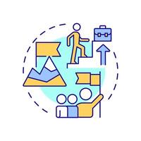 Climb corporate ladder multi color concept icon. Goal achieving, leadership. Company structure. Round shape line illustration. Abstract idea. Graphic design. Easy to use in infographic, presentation vector