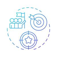Set team goals blue gradient concept icon. Planning tasks and targets. Line manager responsibility. Round shape line illustration. Abstract idea. Graphic design. Easy to use in presentation vector