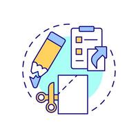 Cut corners multi color concept icon. Task management, checklist. Project organization. Round shape line illustration. Abstract idea. Graphic design. Easy to use in infographic, presentation vector