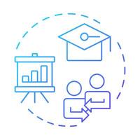 Developing blue gradient concept icon. Enhancing employee skills and competencies. Performance management system. Round shape line illustration. Abstract idea. Graphic design. Easy to use in booklet vector